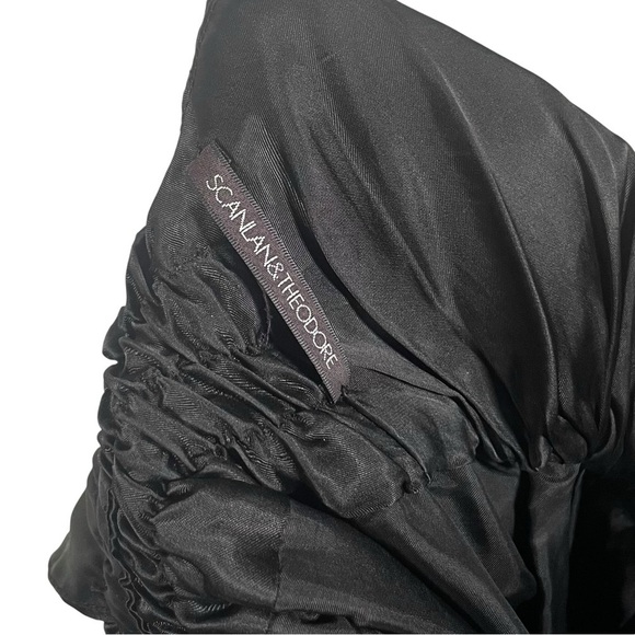 Vintage Scanlan & Theodore Satin Knee Length Midi Dress in Black Size S - Picture 8 of 9